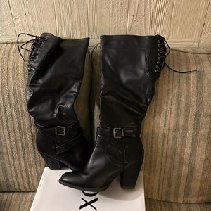 Black Knee High Boots with heel